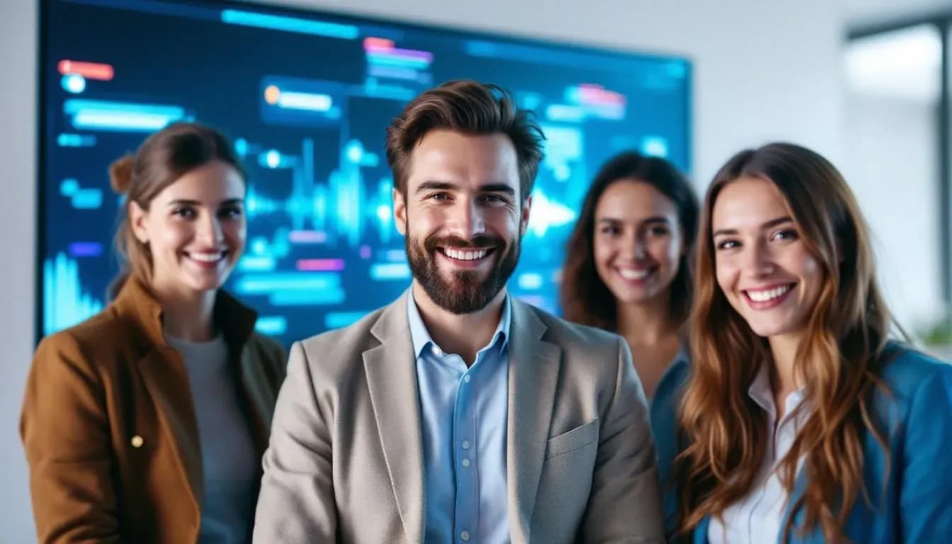 Team mit KI Voice Agent Dashboard